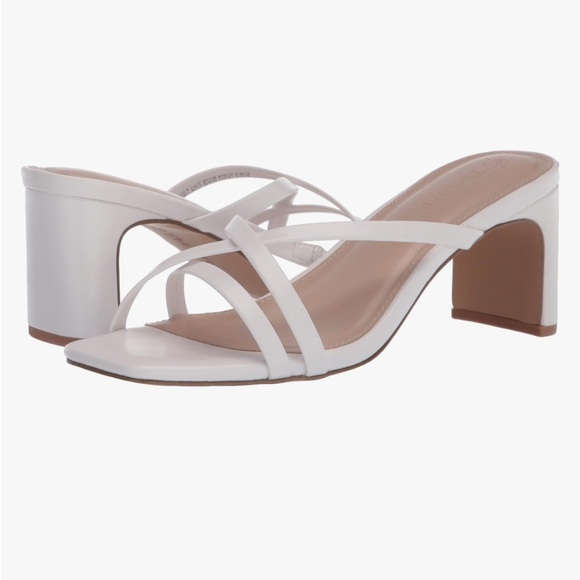 Chic White Strappy Block Heels - Picture 1 of 12